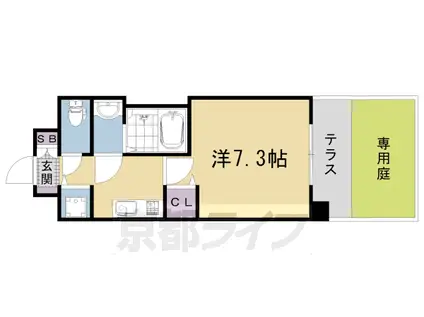 阪急電鉄京都線 西院駅(阪急) 徒歩9分 5階建 築7年(1K/1階)の間取り写真