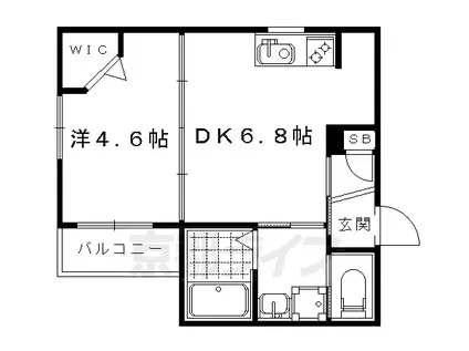 京都市東西線 西大路御池駅 徒歩6分 3階建 築7年(1DK/2階)の間取り写真