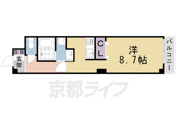東海道本線 西大路駅 徒歩17分 3階建 築7年(1K/2階)の間取り写真