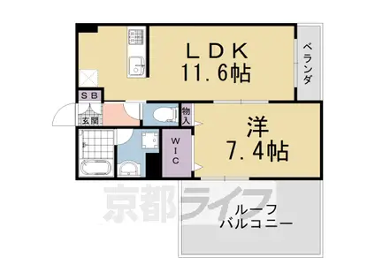 阪急電鉄京都線 西院駅(阪急) 徒歩8分 5階建 築8年(1LDK/4階)の間取り写真