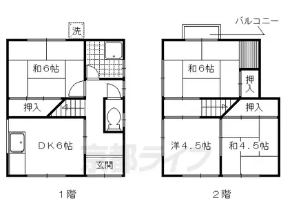 山陰本線 嵯峨嵐山駅 徒歩8分 2階建 築66年(4DK)の間取り写真