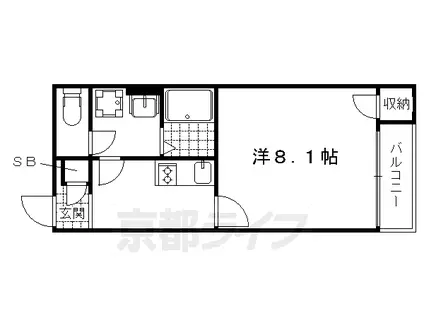 京都市東西線 太秦天神川駅 徒歩9分 2階建 築8年(1K/2階)の間取り写真