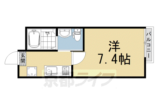 阪急電鉄京都線 西院駅(阪急) 徒歩2分 3階建 築7年(1K/1階)の間取り写真