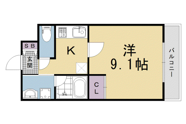 京福嵐山本線 帷子ノ辻駅 徒歩5分 3階建 築7年(1K/1階)の間取り写真