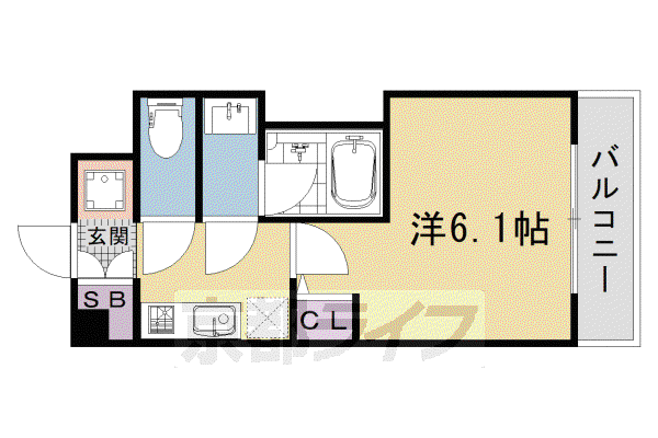 阪急電鉄京都線 西院駅(阪急) 徒歩15分 7階建 築7年(1K/4階)の間取り写真