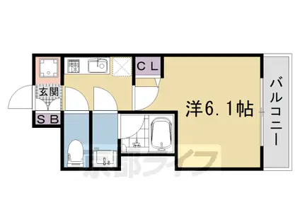 阪急電鉄京都線 西院駅(阪急) 徒歩15分 7階建 築6年(1K/4階)の間取り写真