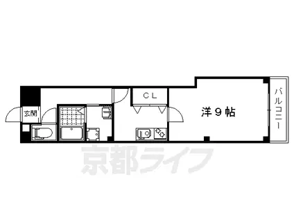 山陰本線 円町駅 徒歩6分 5階建 築11年(1K/1階)の間取り写真
