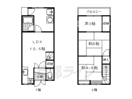 京福嵐山本線 帷子ノ辻駅 徒歩7分 2階建 築54年(3LDK)の間取り写真