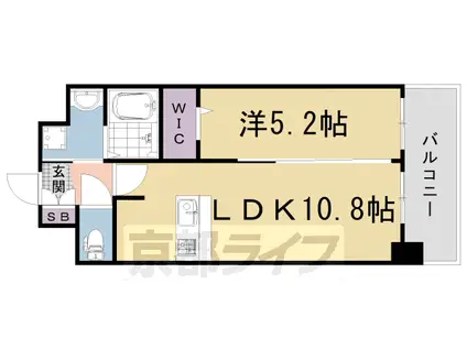 阪急電鉄京都線 西京極駅 徒歩8分 7階建 築6年(1LDK/4階)の間取り写真