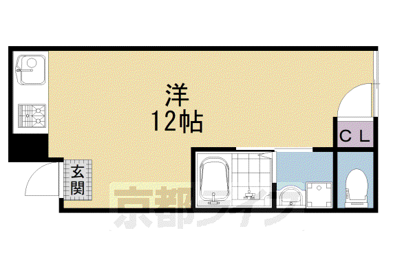 京都市東西線 西大路御池駅 徒歩8分 3階建 築35年(ワンルーム/1階)の間取り写真