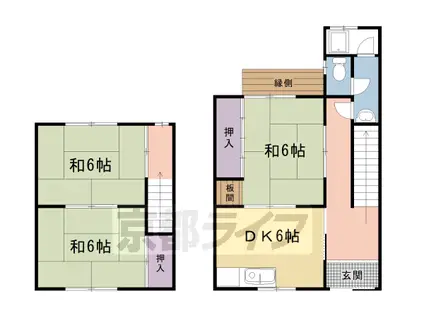 山陰本線 嵯峨嵐山駅 徒歩21分 2階建 築41年(3DK)の間取り写真