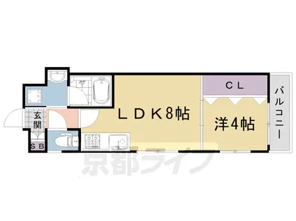 阪急電鉄京都線 大宮駅(京都) 徒歩7分 4階建 築6年(1LDK/3階)の間取り写真