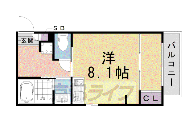 ブーブーヴィラ円町(ワンルーム/4階)の間取り写真