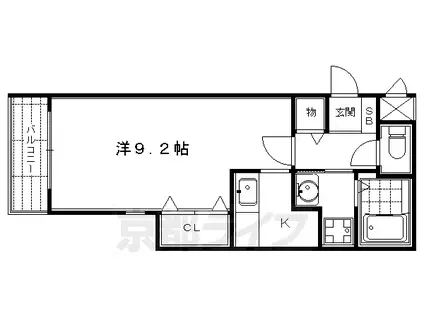 京都市烏丸線 烏丸御池駅 徒歩5分 4階建 築19年(1K/3階)の間取り写真