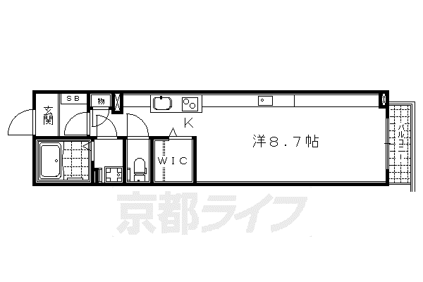 阪急電鉄京都線 大宮駅(京都) 徒歩2分 2階建 築16年(1K/1階)の間取り写真