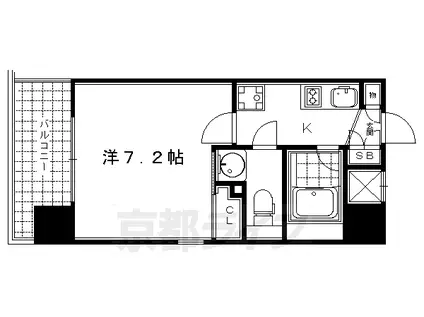 阪急電鉄京都線 大宮駅(京都) 徒歩8分 7階建 築18年(1K/4階)の間取り写真