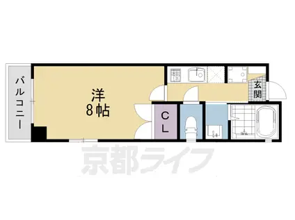 山陰本線 二条駅 徒歩7分 3階建 築19年(1K/2階)の間取り写真
