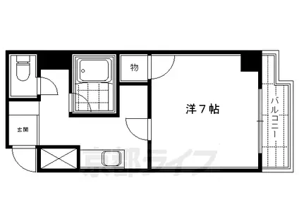 京都市烏丸線 烏丸御池駅 徒歩8分 5階建 築29年(1K/3階)の間取り写真