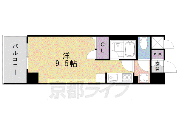 阪急電鉄京都線 大宮駅(京都) 徒歩9分 9階建 築15年(ワンルーム/4階)の間取り写真