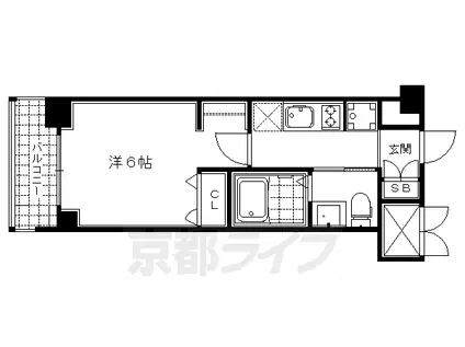 京阪電気鉄道京阪線 三条駅(京都) 徒歩3分 5階建 築15年(1K/2階)の間取り写真