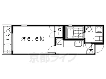 阪急電鉄京都線 大宮駅(京都) 徒歩4分 4階建 築14年(1K/4階)の間取り写真