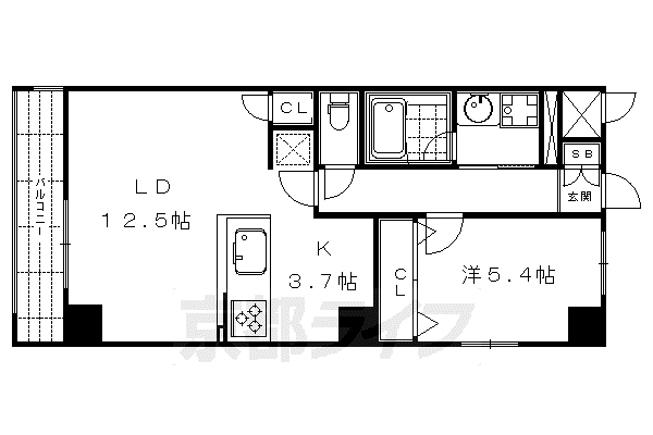 阪急電鉄京都線 大宮駅(京都) 徒歩7分 10階建 築15年(1LDK/8階)の間取り写真