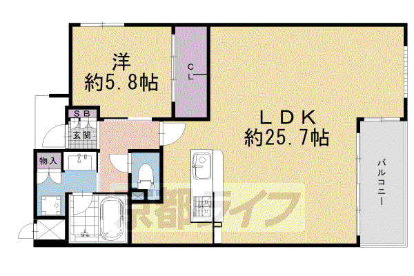 京都市烏丸線 烏丸御池駅 徒歩4分 11階建 築15年(1LDK/10階)の間取り写真