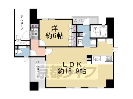 京都市烏丸線 四条駅(京都市営) 徒歩4分 11階建 築14年(1LDK/8階)の間取り写真