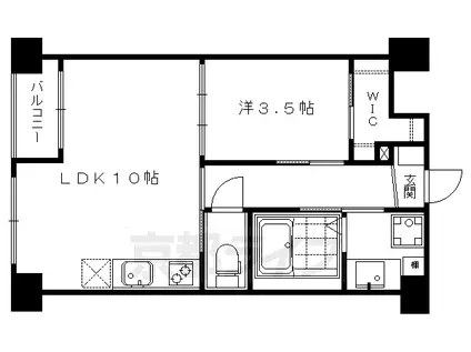 京阪電気鉄道京阪線 三条駅(京都) 徒歩8分 5階建 築13年(1LDK/4階)の間取り写真