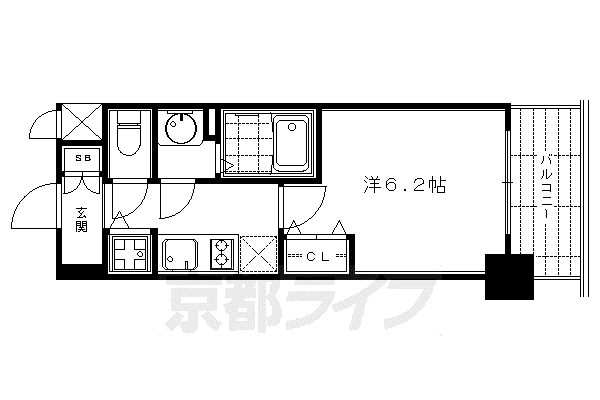 京都市烏丸線 四条駅(京都市営) 徒歩7分 10階建 築14年(1K/5階)の間取り写真