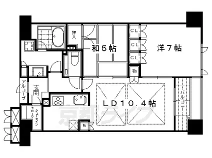 京都市東西線 京都市役所前駅 徒歩2分 10階建 築13年(2LDK/6階)の間取り写真