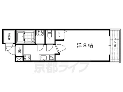 阪急電鉄京都線 大宮駅(京都) 徒歩5分 5階建 築13年(1K/4階)の間取り写真