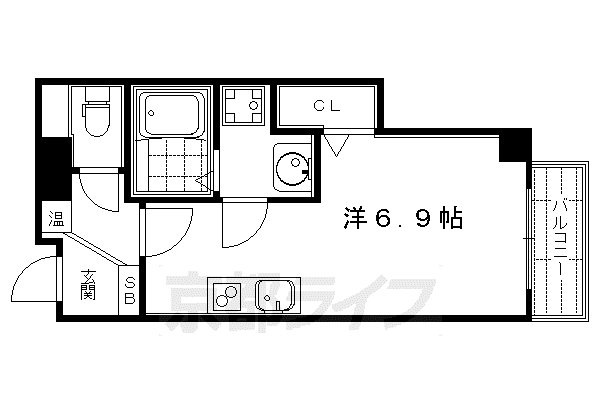 京都市烏丸線 四条駅(京都市営) 徒歩6分 7階建 築13年(ワンルーム/6階)の間取り写真