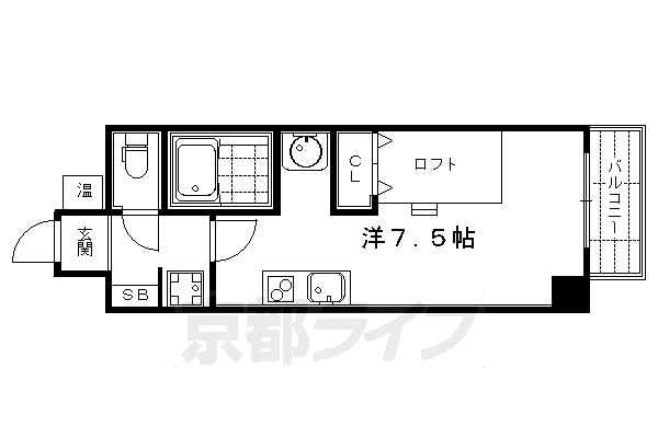 京都市烏丸線 四条駅(京都市営) 徒歩6分 7階建 築14年(ワンルーム/4階)の間取り写真