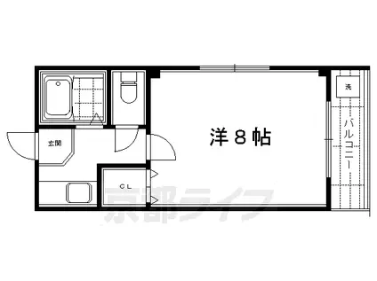 阪急電鉄京都線 大宮駅(京都) 徒歩4分 3階建 築29年(1K/2階)の間取り写真