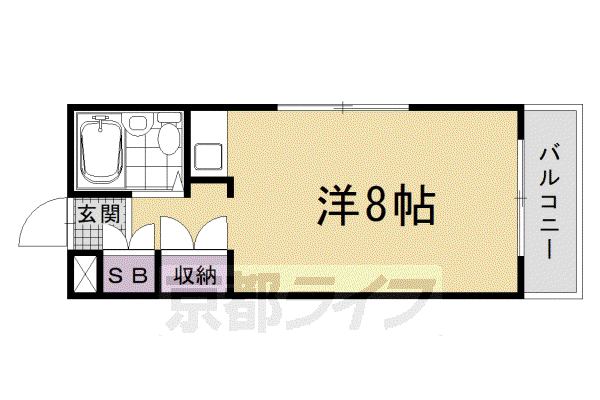 京都市烏丸線 丸太町駅(京都市営) 徒歩7分 4階建 築39年(ワンルーム/3階)の間取り写真