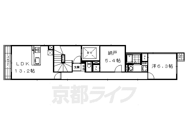 アヴニール御所南Ⅱ(1SLDK/4階)の間取り写真