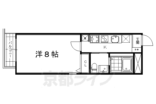 J&N三条神宮前(1K/4階)の間取り写真