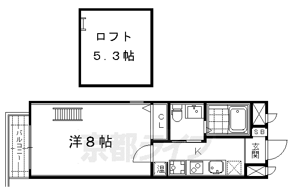 京都市東西線 東山駅(京都) 徒歩4分 5階建 築13年(1K/5階)の間取り写真