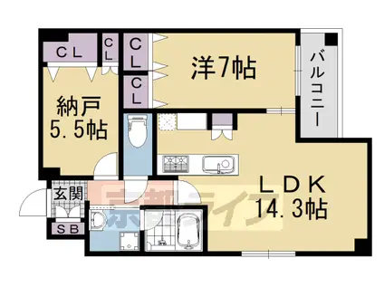 京都市烏丸線 四条駅(京都市営) 徒歩5分 9階建 築24年(1SLDK/7階)の間取り写真