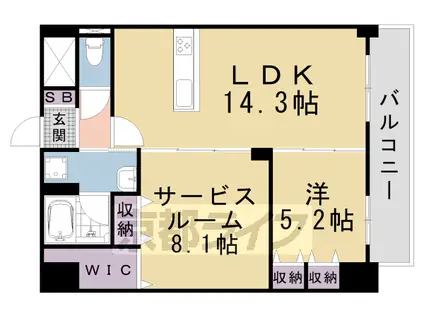 京都市烏丸線 四条駅(京都市営) 徒歩3分 8階建 築12年(1SLDK/7階)の間取り写真