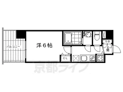 阪急電鉄京都線 大宮駅(京都) 徒歩7分 7階建 築12年(1K/5階)の間取り写真