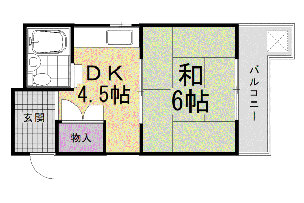 阪急電鉄京都線 大宮駅(京都) 徒歩4分 3階建 築45年(1DK/3階)の間取り写真