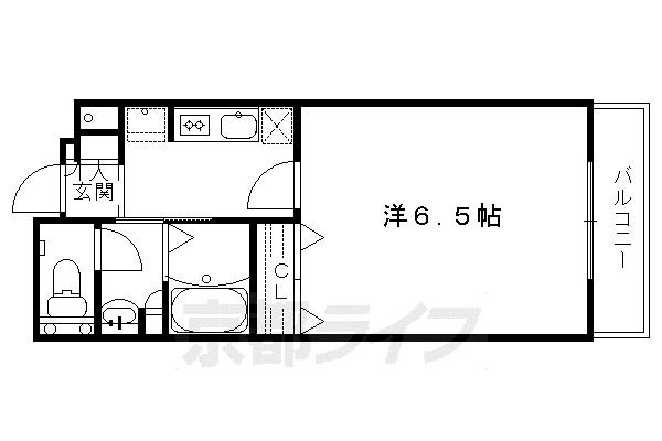 東海道本線 京都駅 徒歩4分 4階建 築16年(1K/4階)の間取り写真