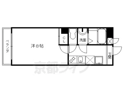 東海道本線 京都駅 徒歩7分 4階建 築14年(1K/4階)の間取り写真