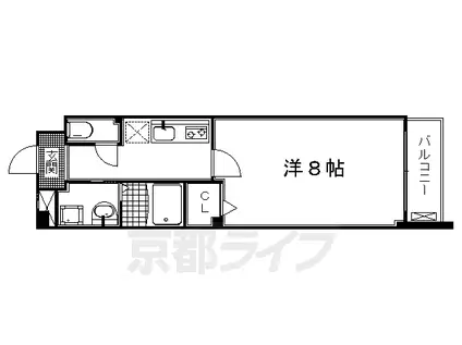 近鉄京都線 上鳥羽口駅 徒歩7分 3階建 築15年(1K/1階)の間取り写真