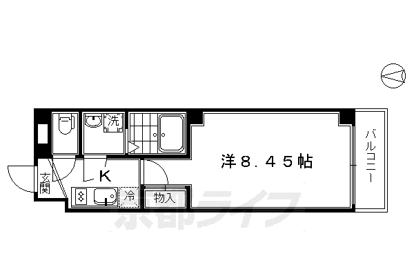京阪電気鉄道京阪線 七条駅 徒歩3分 6階建 築15年(1K/5階)の間取り写真