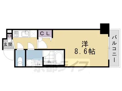 東海道本線 西大路駅 徒歩7分 8階建 築14年(1K/4階)の間取り写真