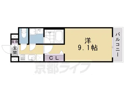 ベラジオ京都洛南グルーブ(1K/8階)の間取り写真