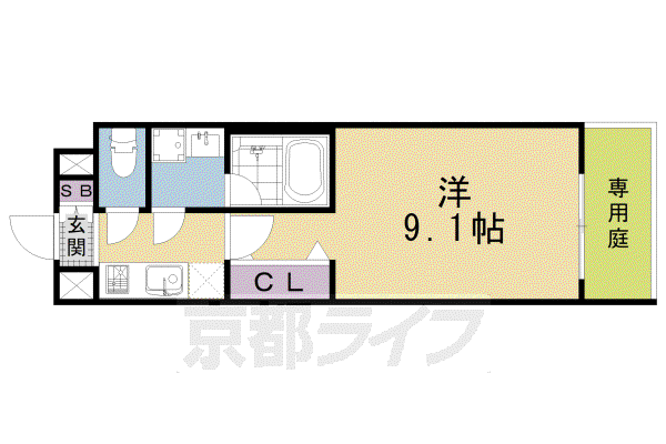 東海道本線 西大路駅 徒歩7分 8階建 築15年(1K/1階)の間取り写真